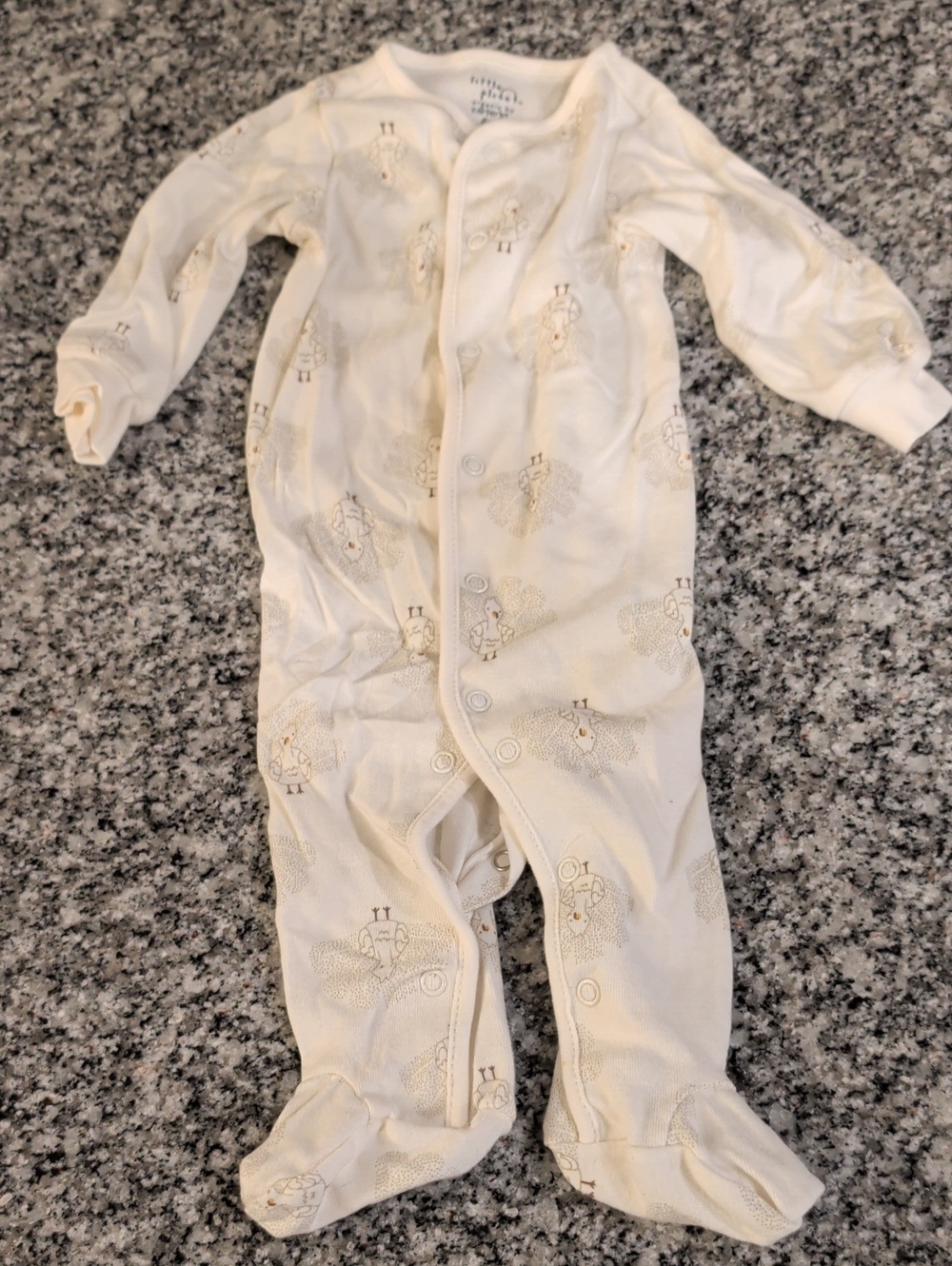 Cream Baby One-Piece Footed Sleeper with Turkey Print Thanksgiving
